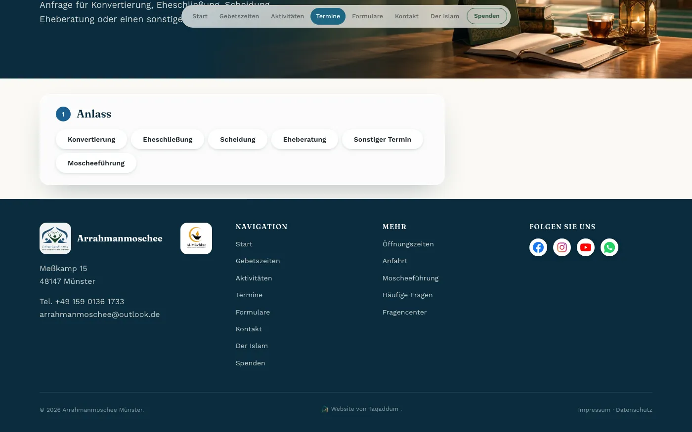 Online-Terminanfrage auf der Website